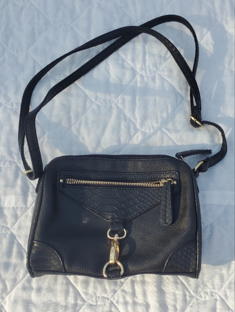 Black Women’s Crossbody Bag with Gold Hardware